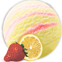 «MOROZPRODUKT» lemon-strawberry with layers of creamy sorbet in ditches