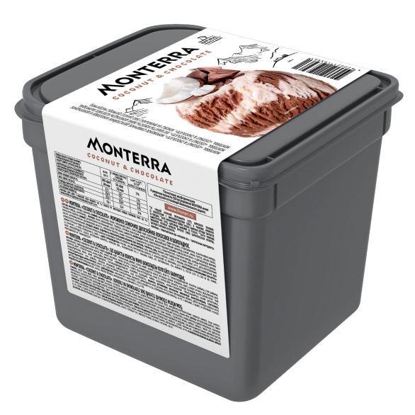 “MONTERRA” ice cream cream with two layers of coconut and chocolate “MONTERRA” ice cream cream with two layers of coconut and chocolate