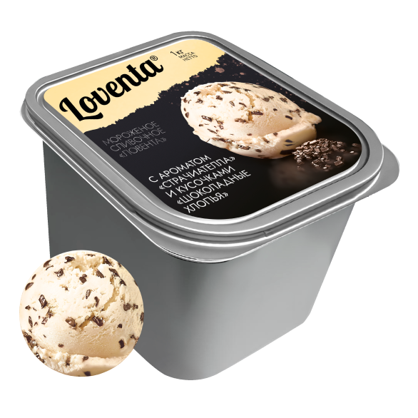 “LOVENTA” ice cream cream cream with straciatella flavoring