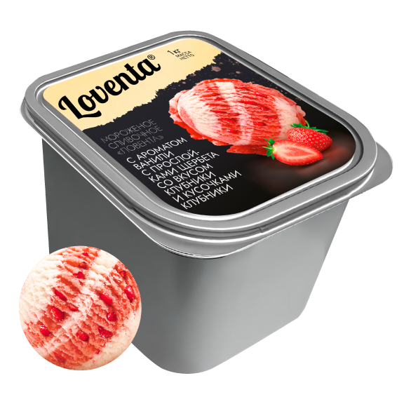 “LOVENTA” strawberry flavored cream ice cream