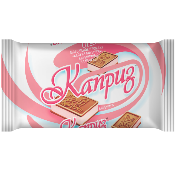 «КАПРИЗ» пломбир клубничный на печенье