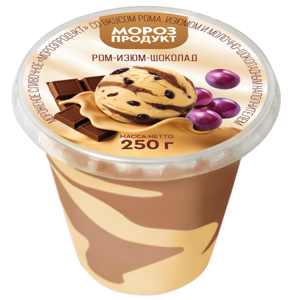 «MOROZPRODUCT» rum-raisin-milk chocolate butter glass plastic «MOROZPRODUCT» rum-raisin-milk chocolate butter glass plastic